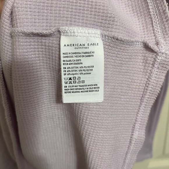 American Eagle Women's Lavender Waffle Knit Thermal Tiered Long Sleeve Top XS - Picture 4 of 5